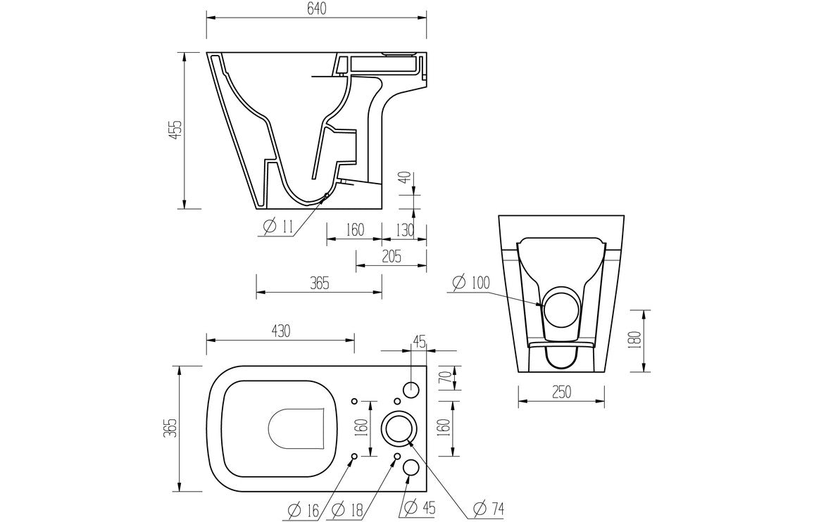 Tilia Rimless Close Coupled Open Back Comfort Height WC & Soft Close Seat