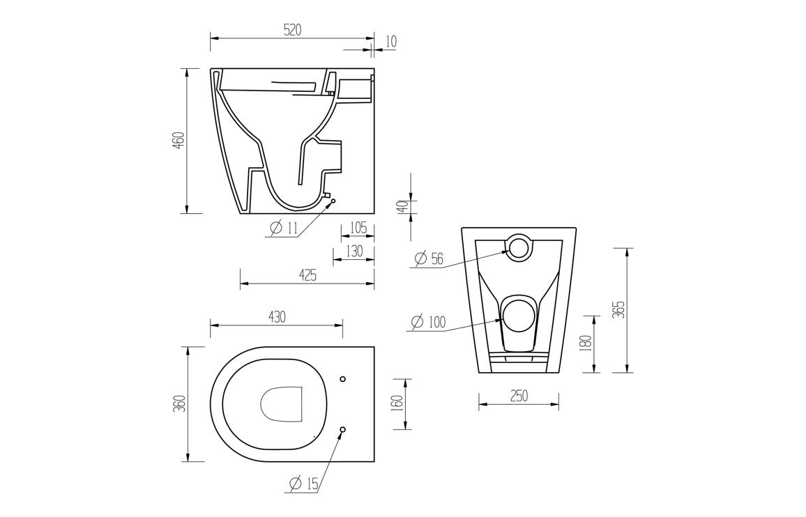 Cilantro Rimless Back To Wall Comfort Height WC & Soft Close Seat