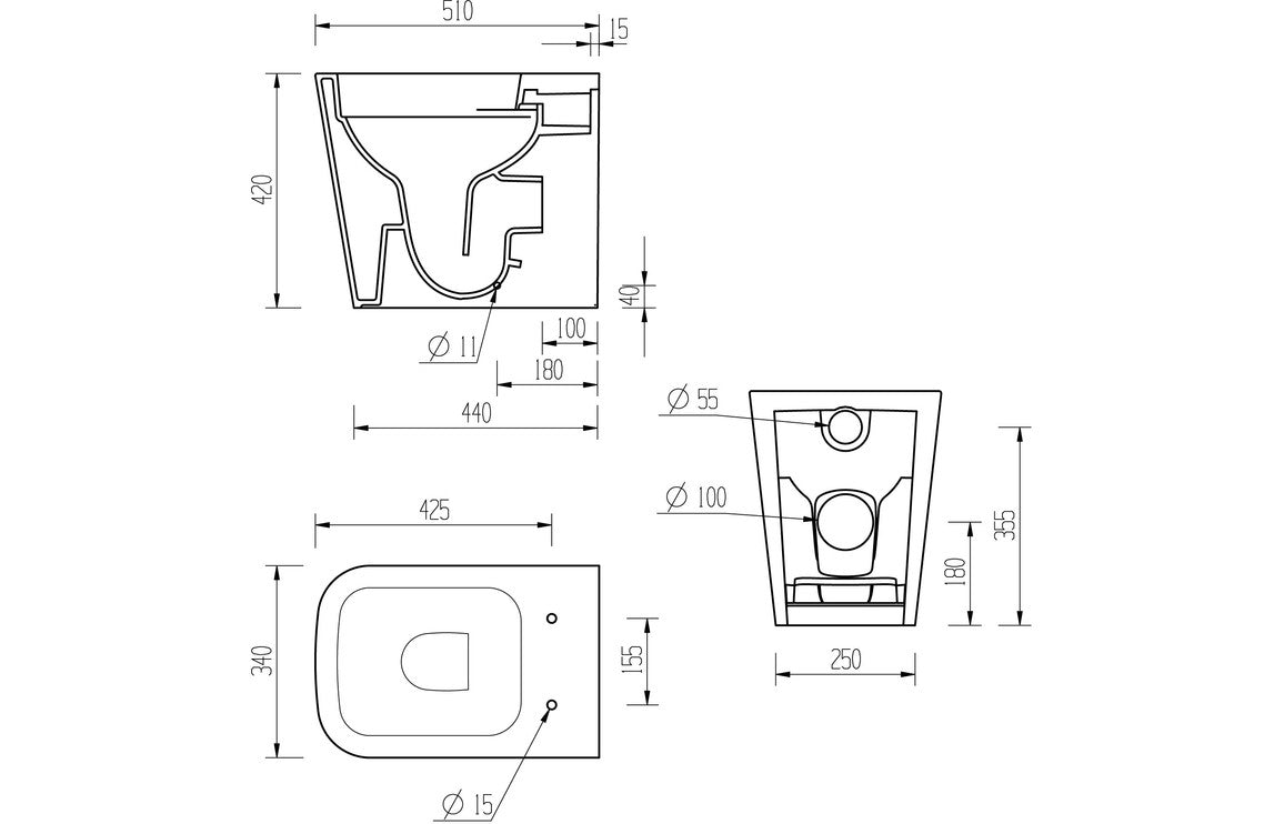 Tilia Rimless Back To Wall Short Projection WC & Soft Close Seat