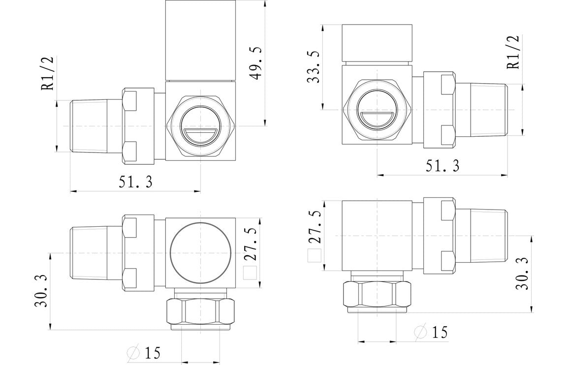 Square Chrome Radiator Valves