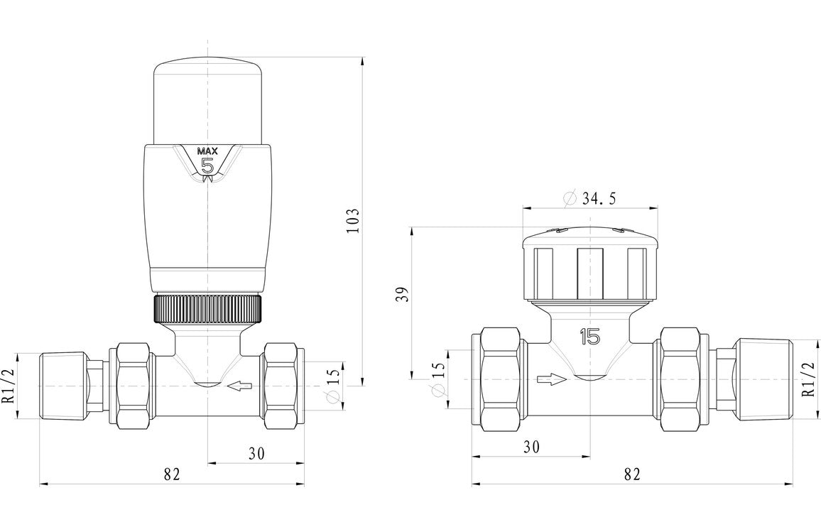 Round Thermostatic Chrome Radiator Valves