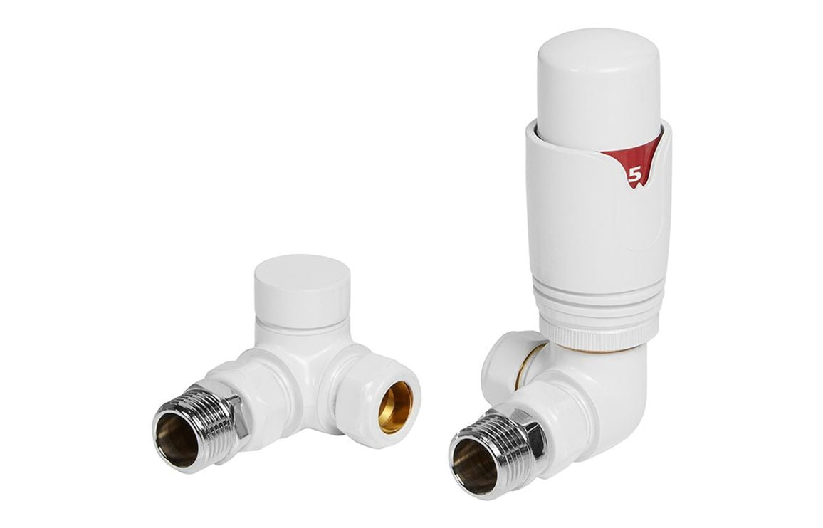 Round Thermostatic White Radiator Valves