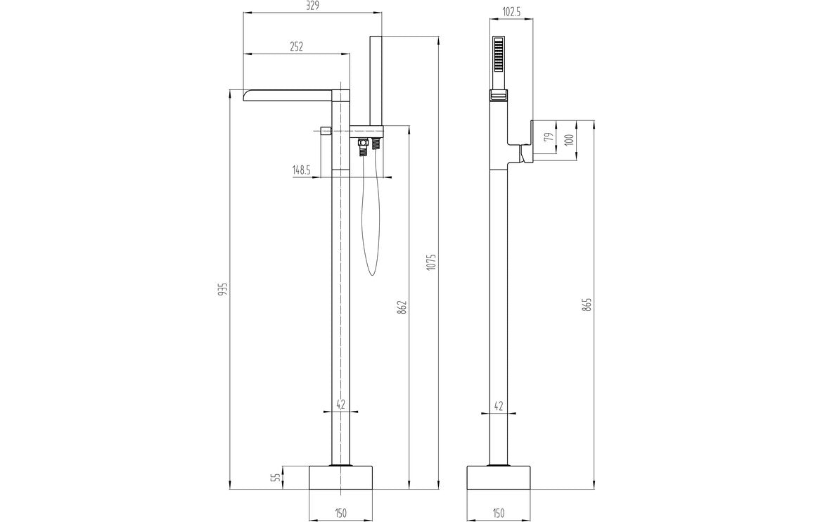 Marne Floor Standing Bath/Shower Mixer - Chrome