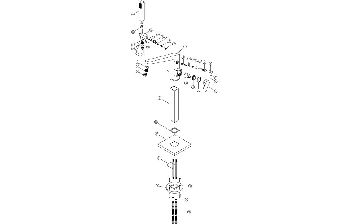 Berio Floor Standing Bath/Shower Mixer - Matt Black