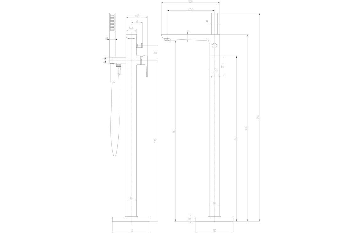 Berio Floor Standing Bath/Shower Mixer - Matt Black