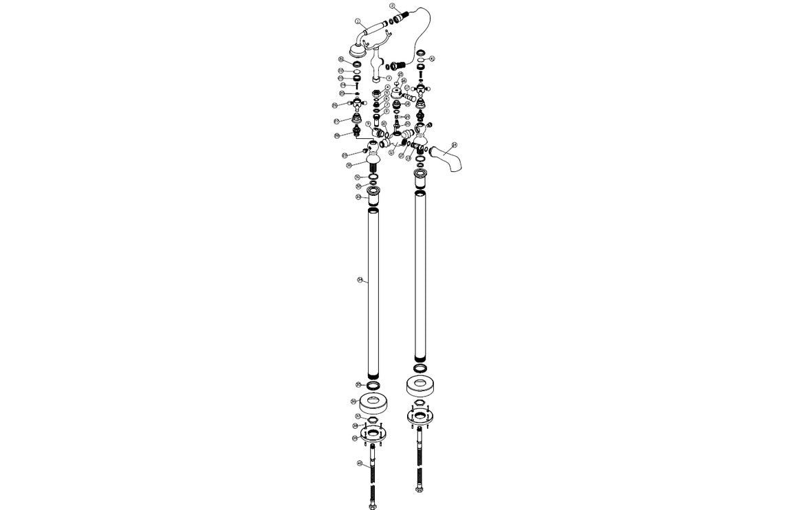 Tadlow Floor Standing Bath/Shower Mixer & Shower Kit - Brushed Brass