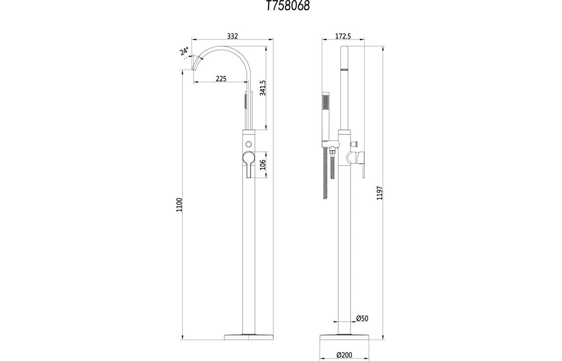 Evola Floor Standing Bath/Shower Mixer - Chrome