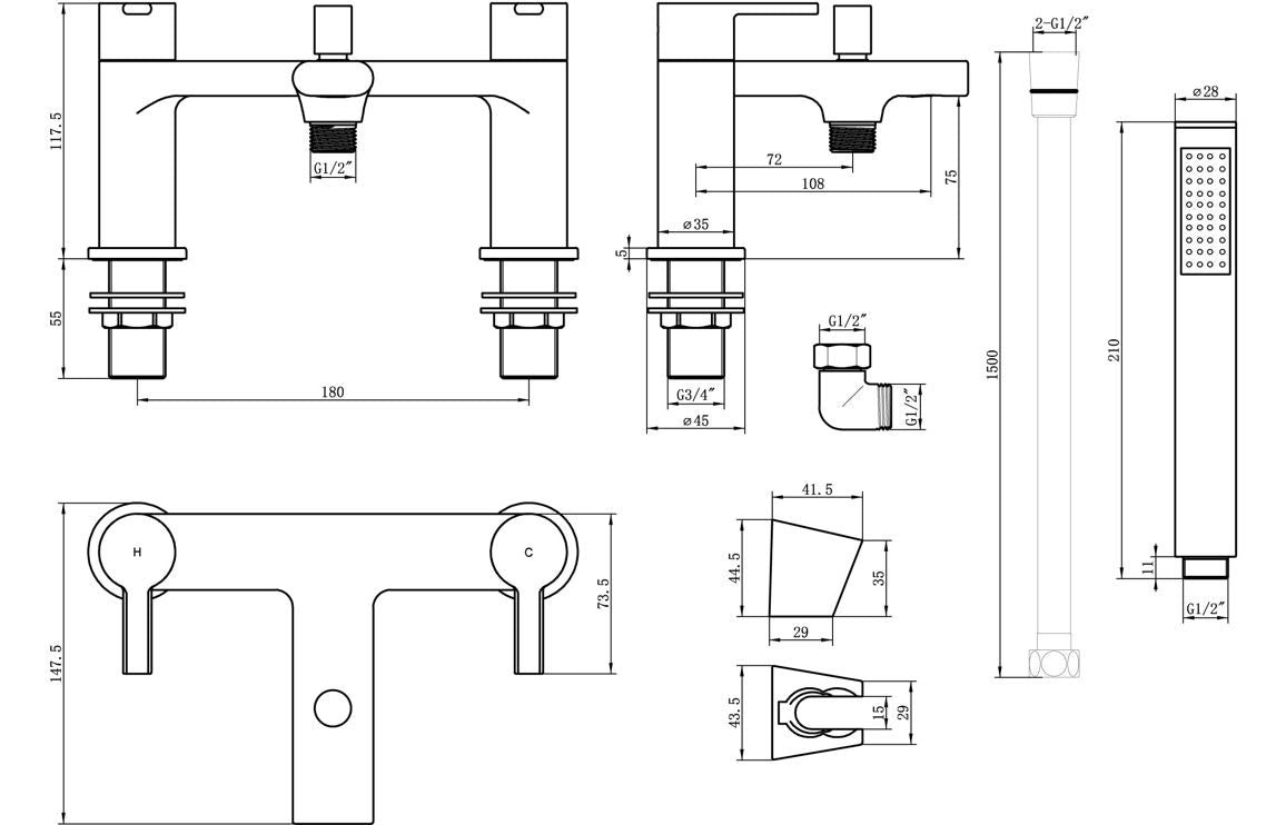 Evola Bath/Shower Mixer - Matt Black