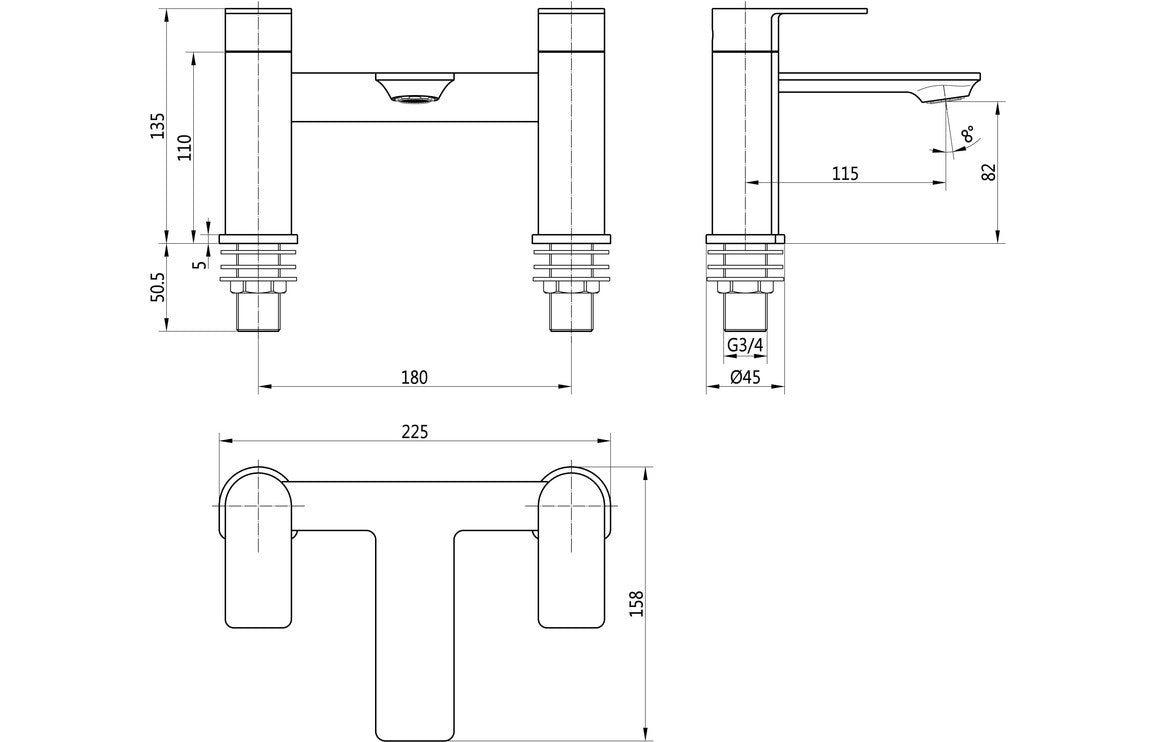 Bellona Bath Filler - Chrome