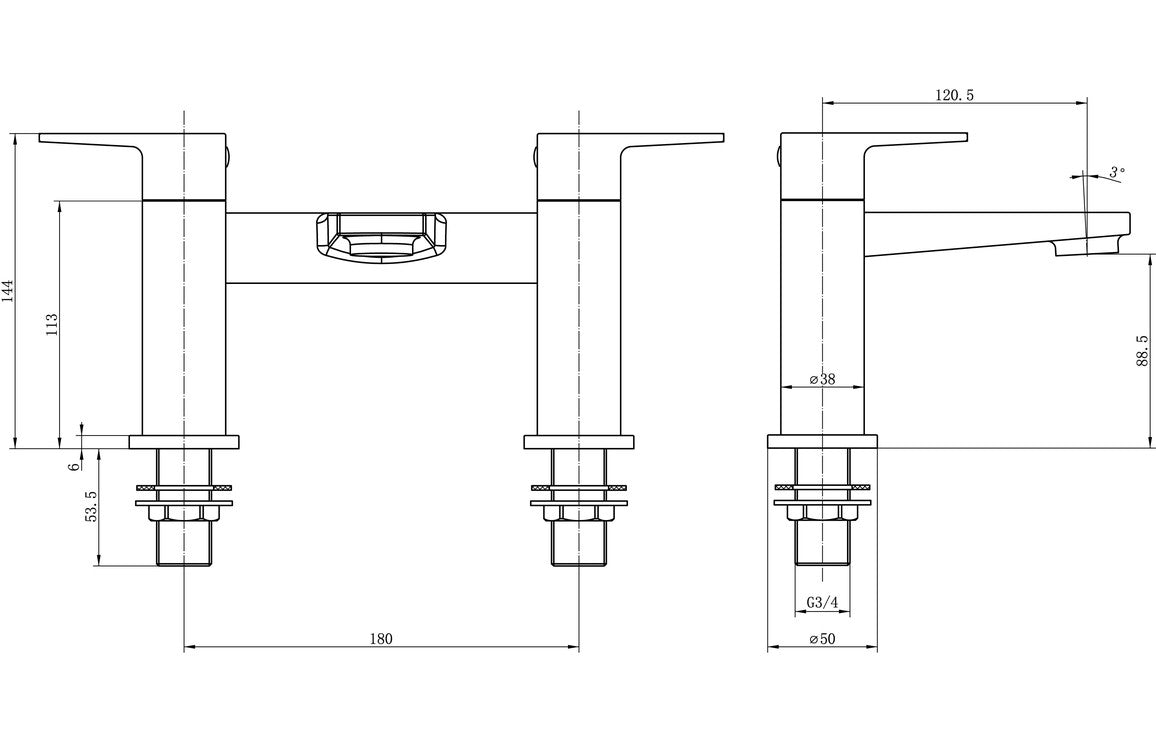 Cassini Bath Filler - Chrome