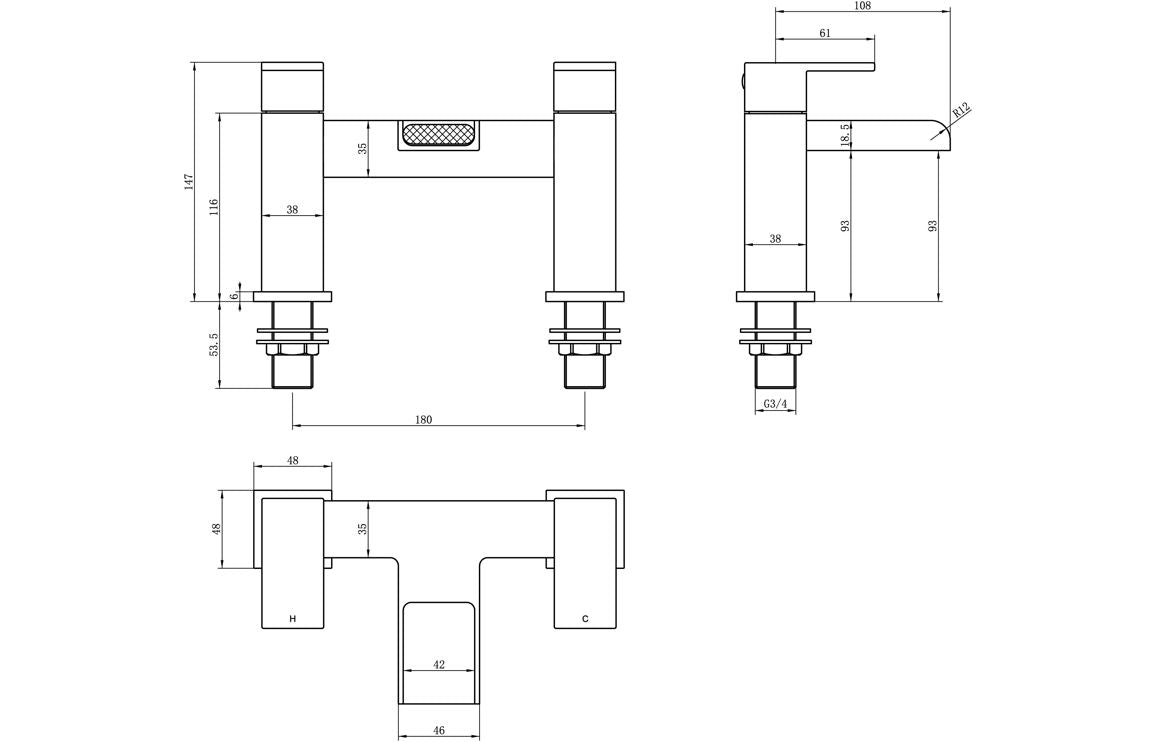Marne Bath Filler - Chrome