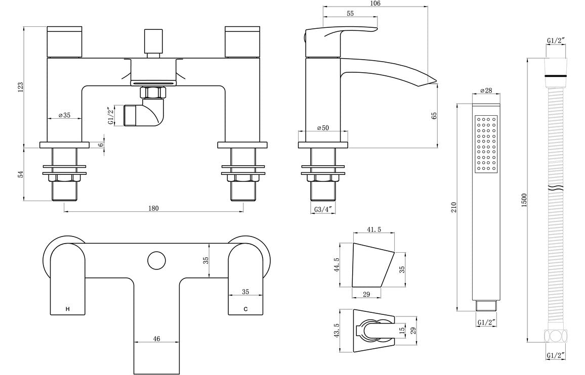 Wesso Bath/Shower Mixer - Chrome