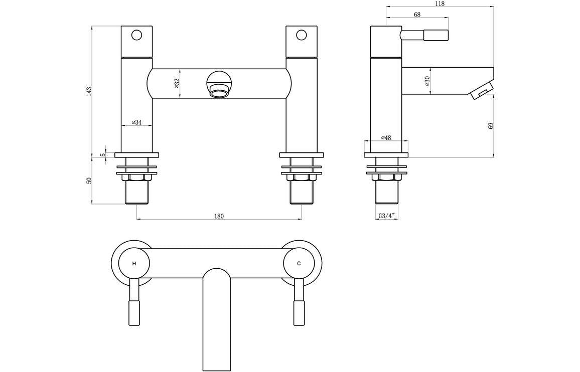 Sopra Bath Filler - Chrome