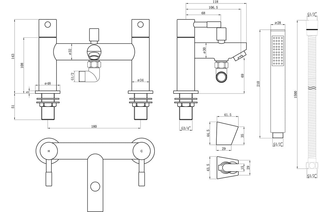 Sopra Bath/Shower Mixer - Chrome