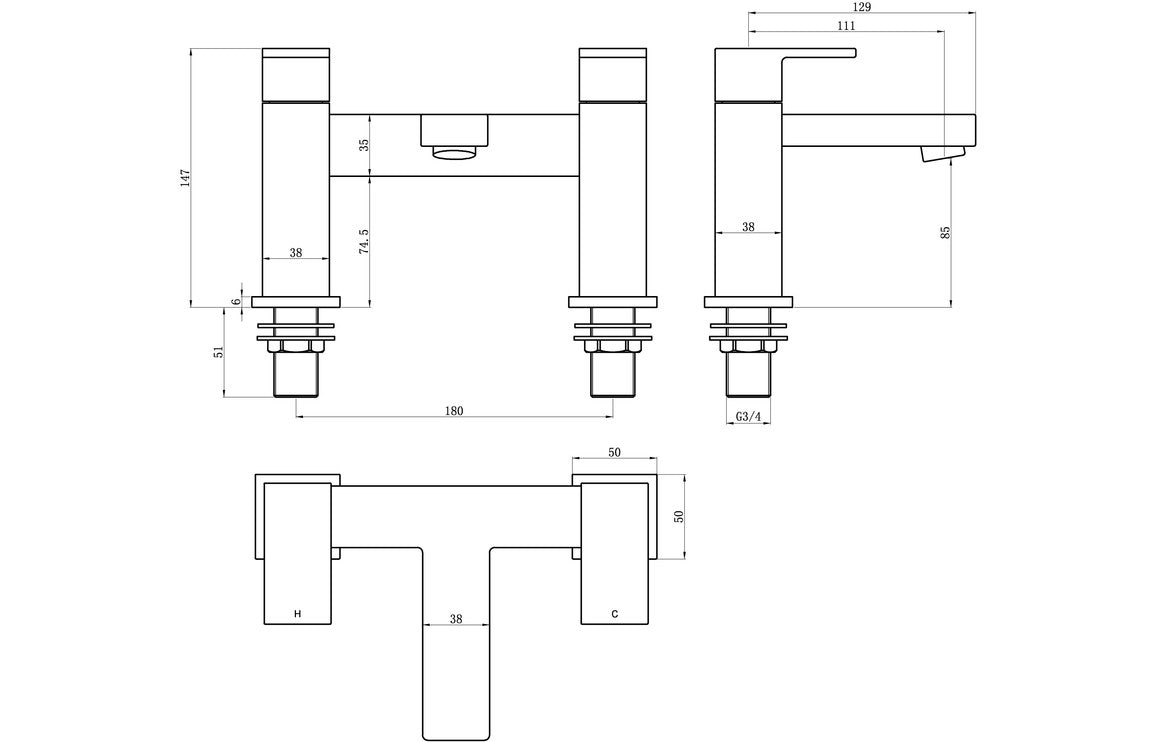 Zacara Bath Filler - Chrome