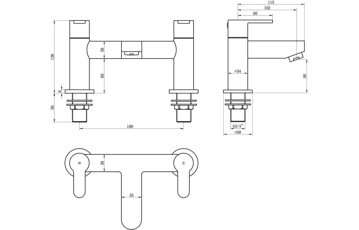 Abano Bath Filler - Chrome