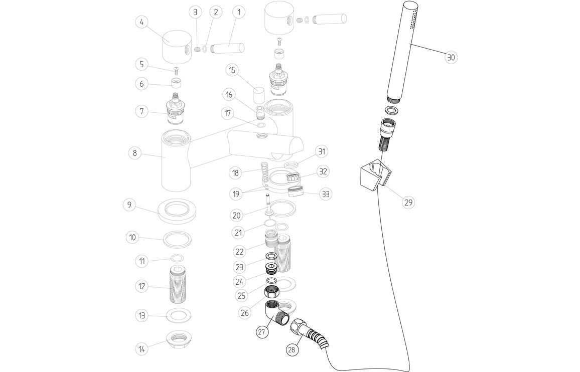 Liscia Bath/Shower Mixer & Bracket - Chrome