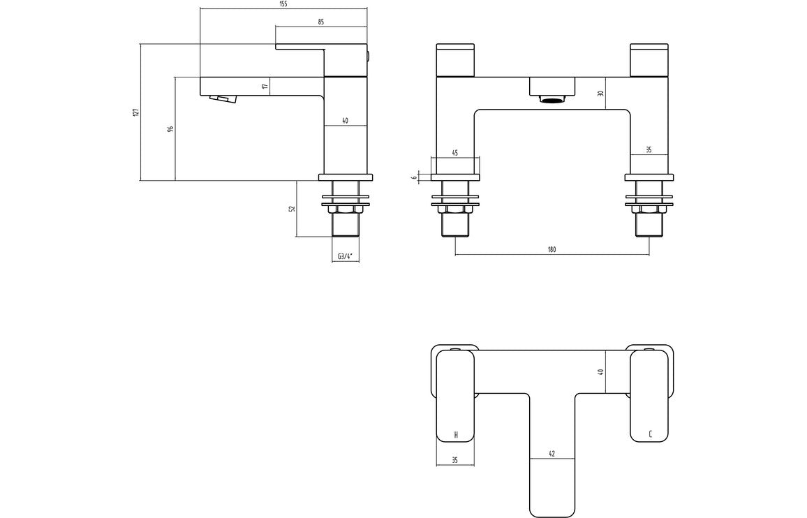 Adria Bath Filler - Chrome