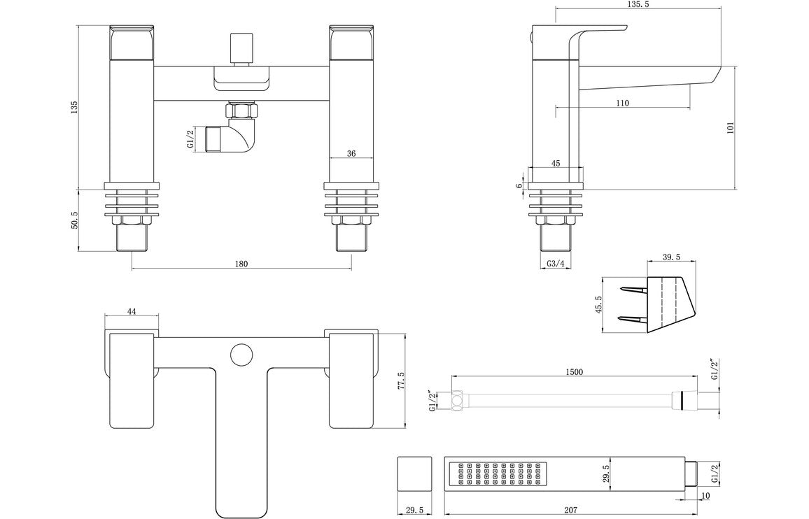 MRI Bath/Shower Mixer - Matt Black