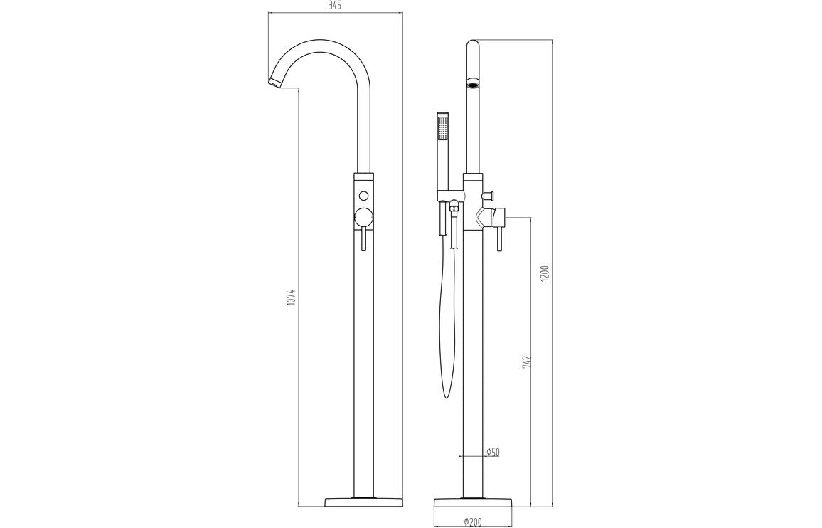 Pescara Floor Standing Bath/Shower Mixer - Brushed Brass