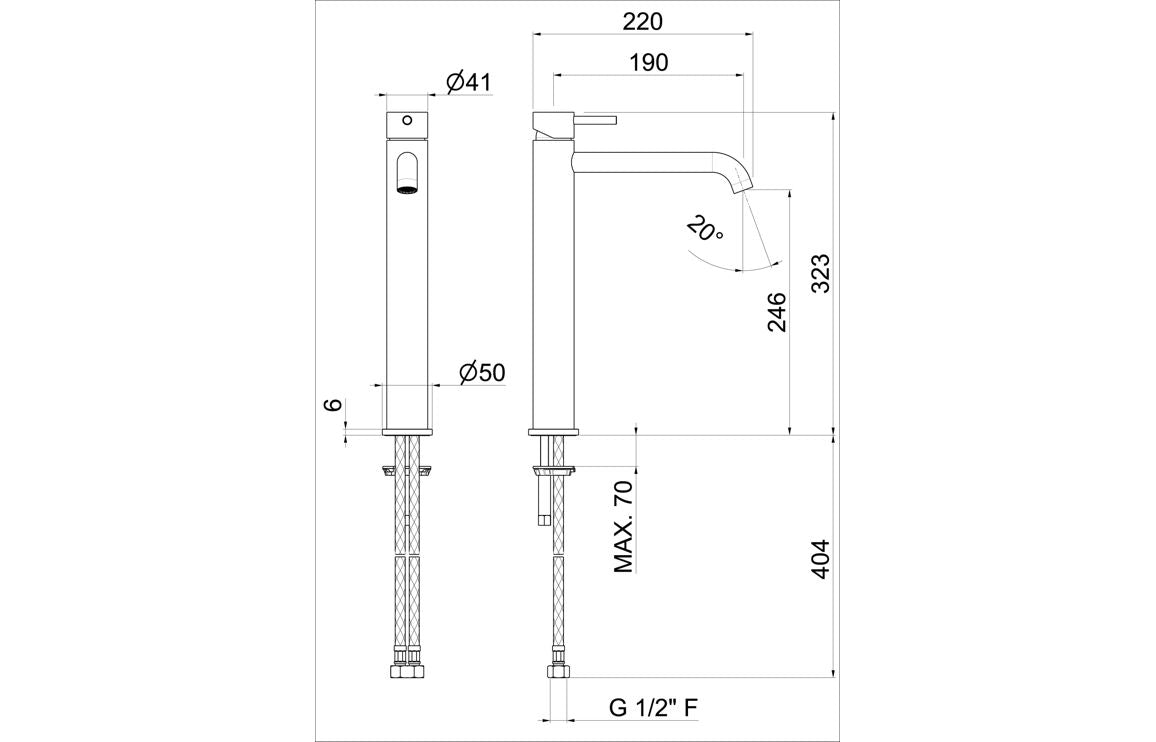 Vema Tiber Tall Basin Mixer - St/Steel