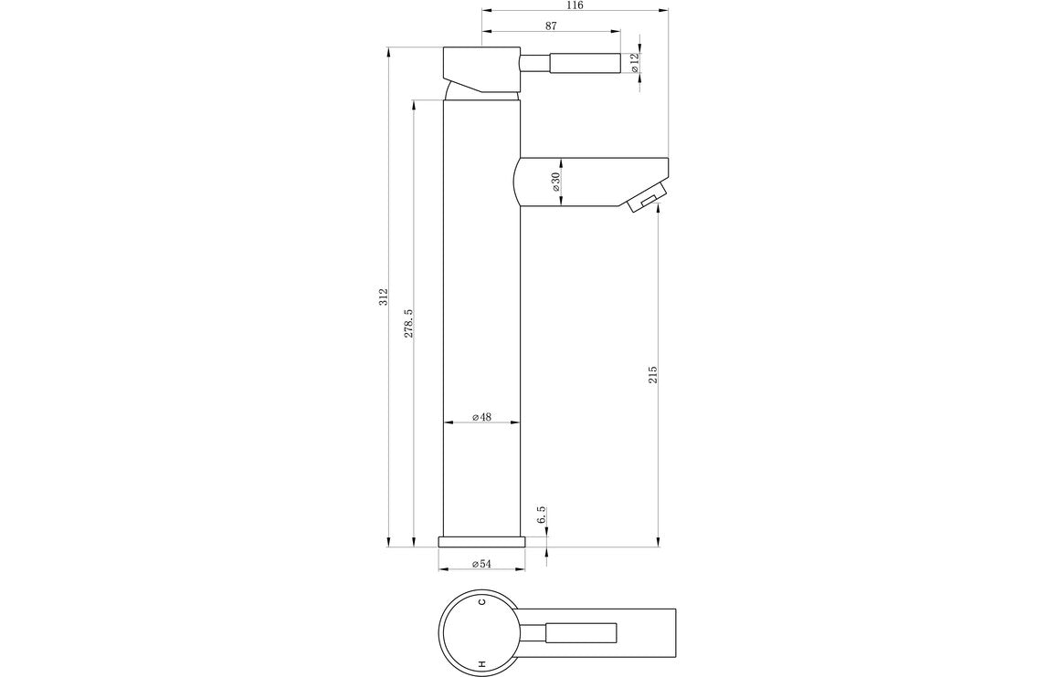 Sopra Tall Basin Mixer - Chrome
