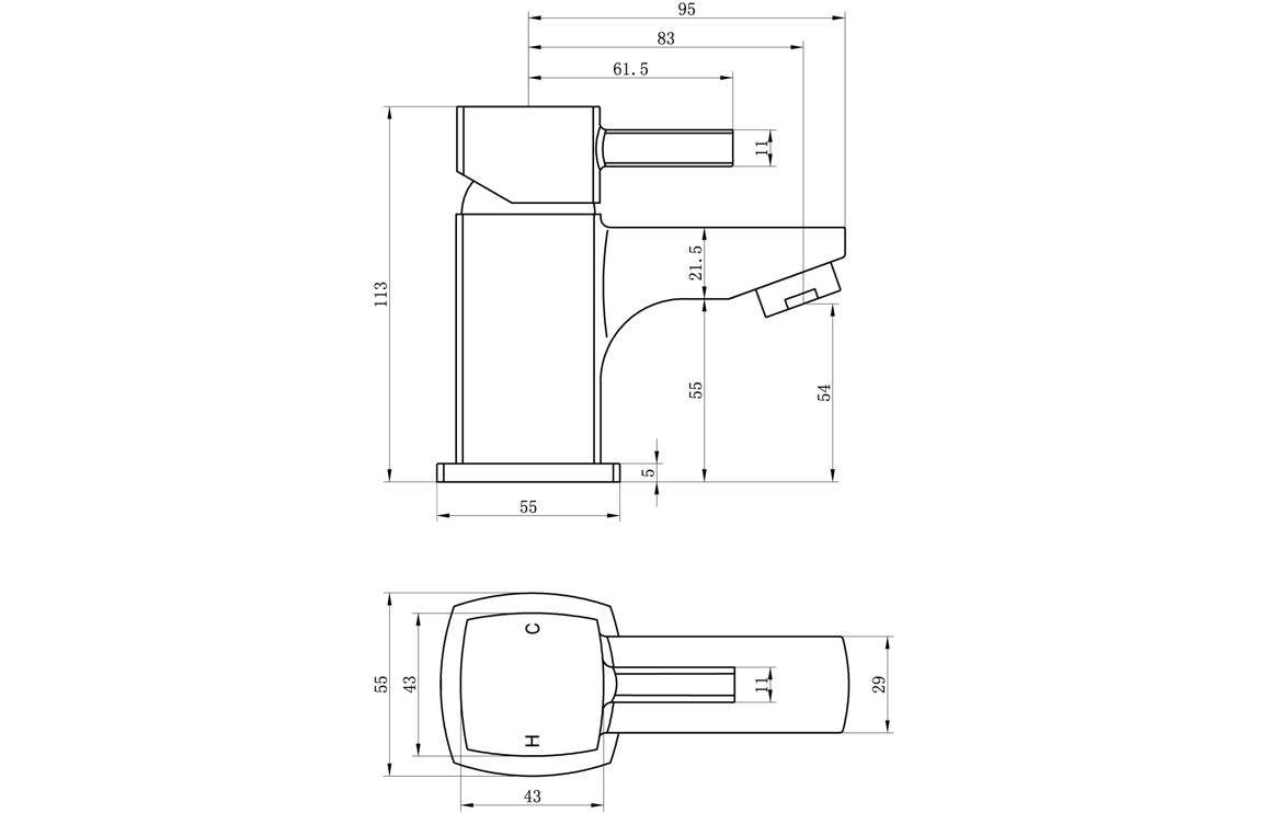 Toulon Cloakroom Basin Mixer - Chrome