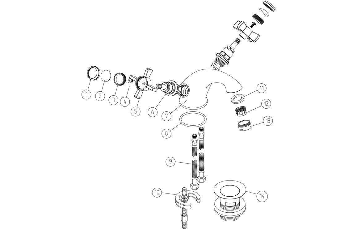 Bordon Basin Mixer & Waste - Chrome