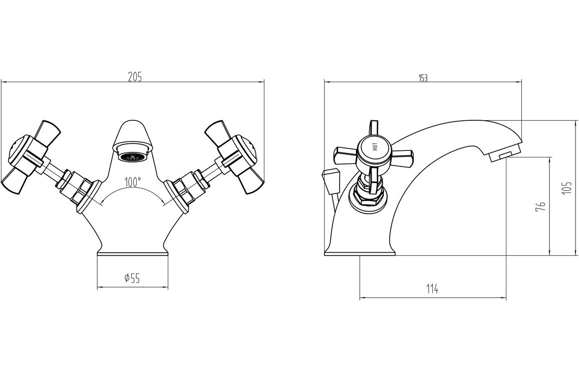 Bordon Basin Mixer & Waste - Chrome