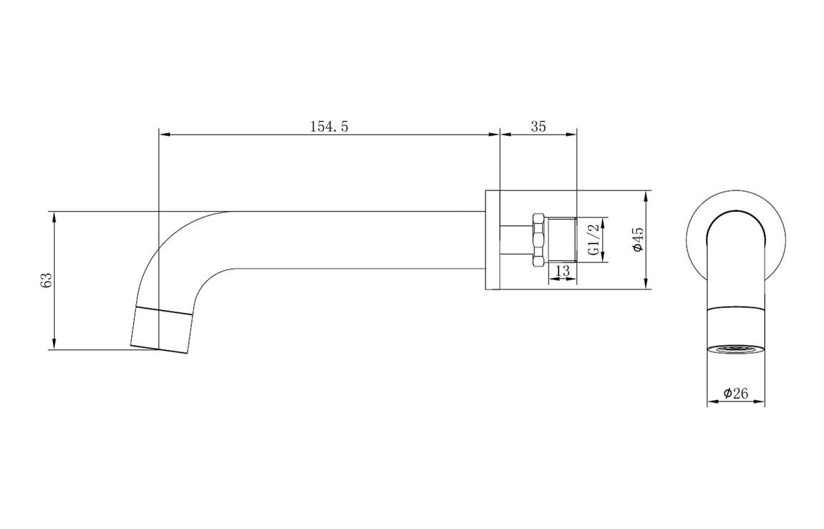 Pescara Wall Mounted Basin Mixer - Brushed Brass
