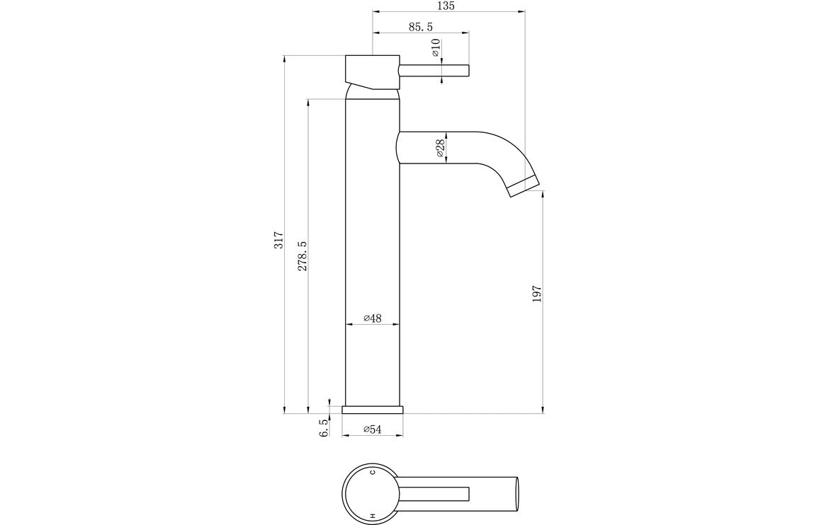 Pescara Tall Basin Mixer - Brushed Brass