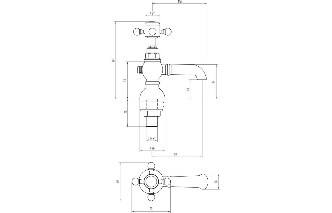 Tadlow Basin Pillar Taps - Chrome