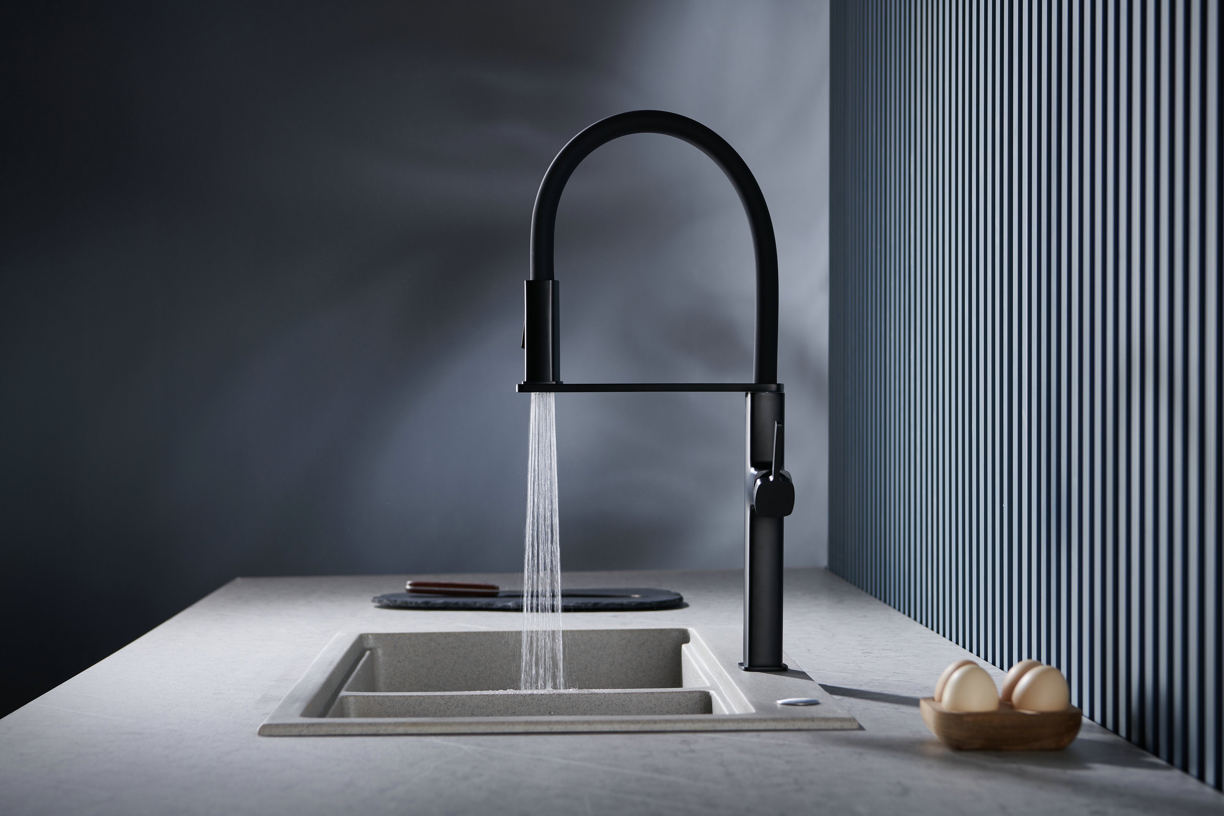Novo Flex Matt Black Kitchen Mixer Tap