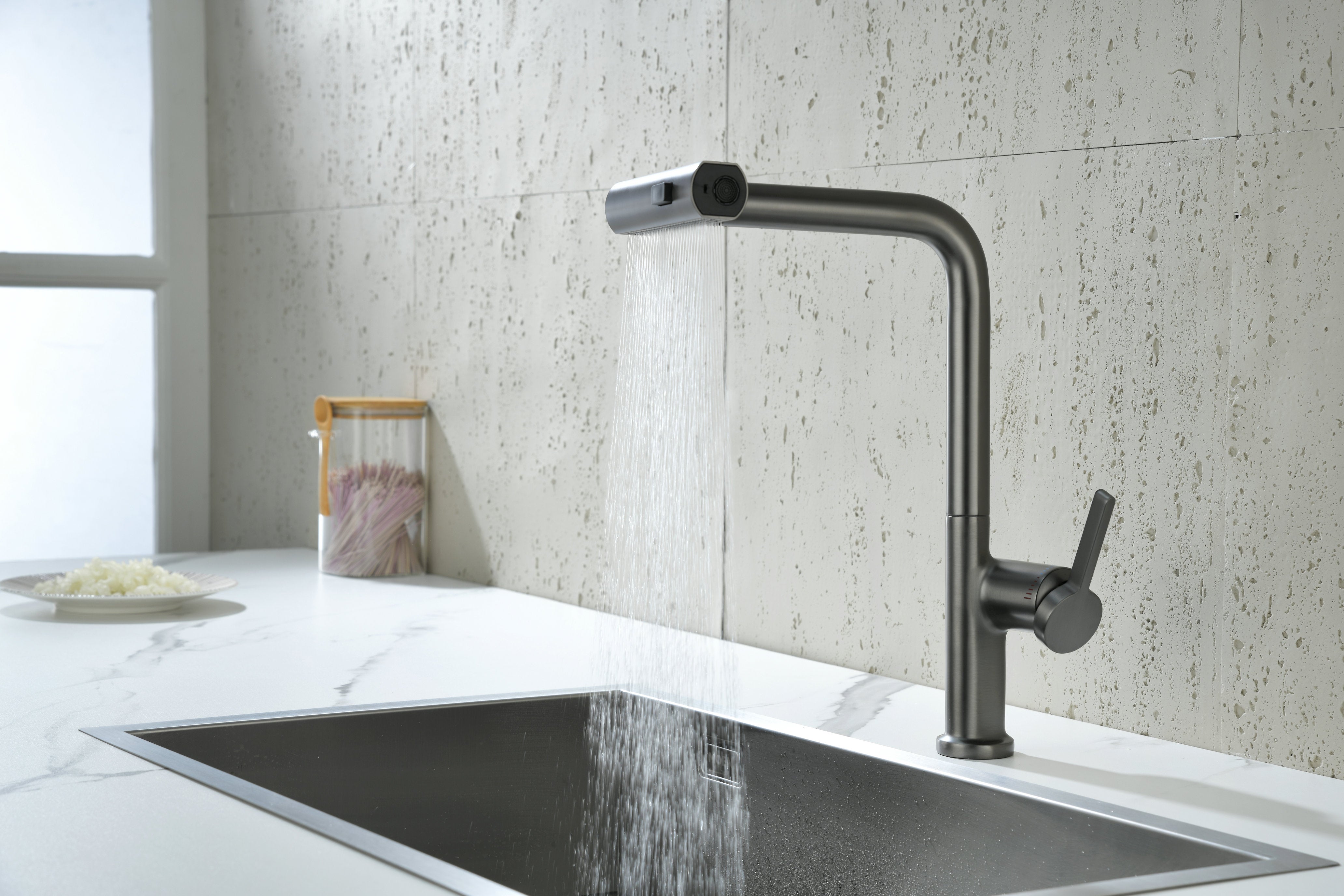 Novo HTC Kitchen Mixer Tap Multi Spray GUN METAL