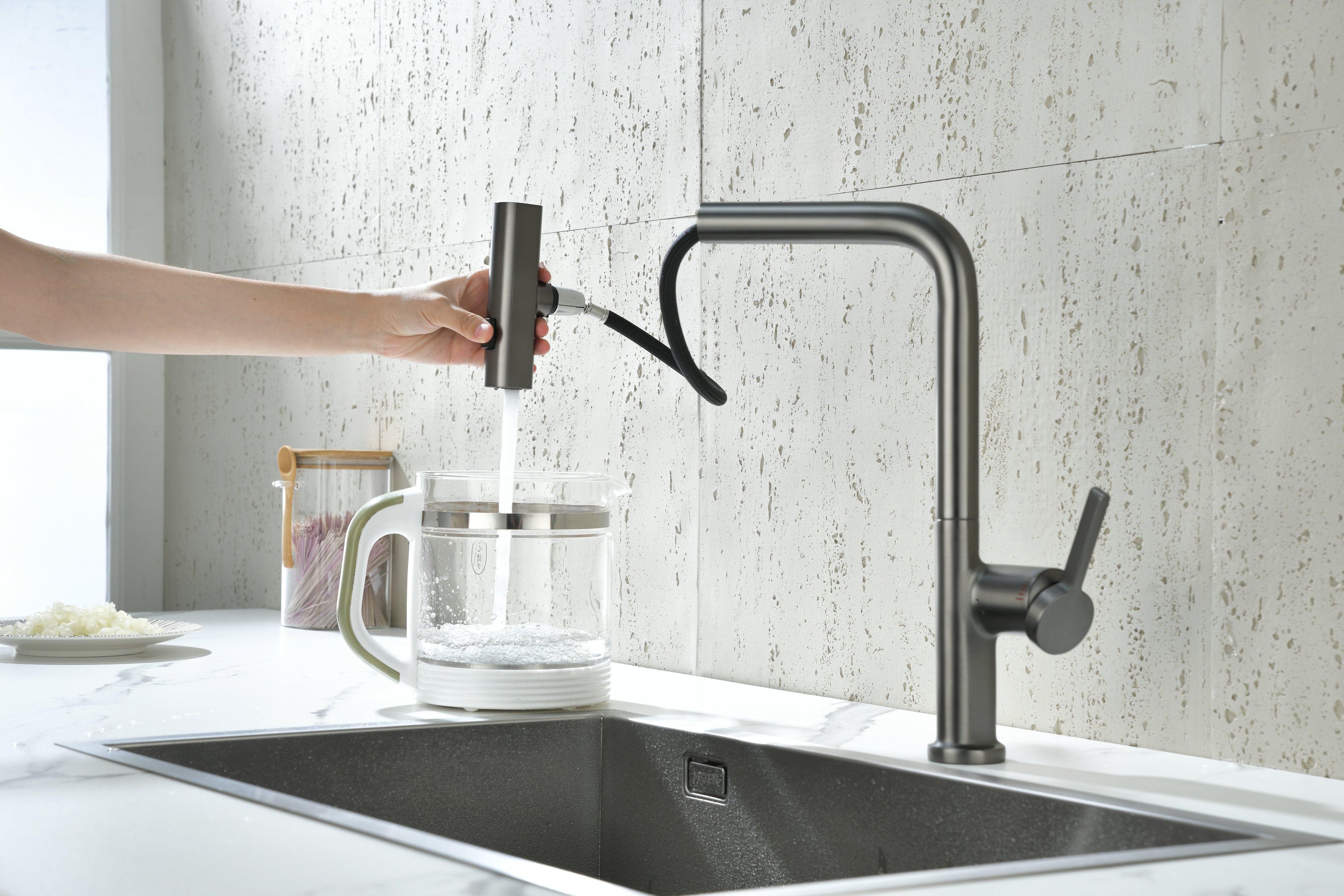 Novo HTC Kitchen Mixer Tap Multi Spray GUN METAL