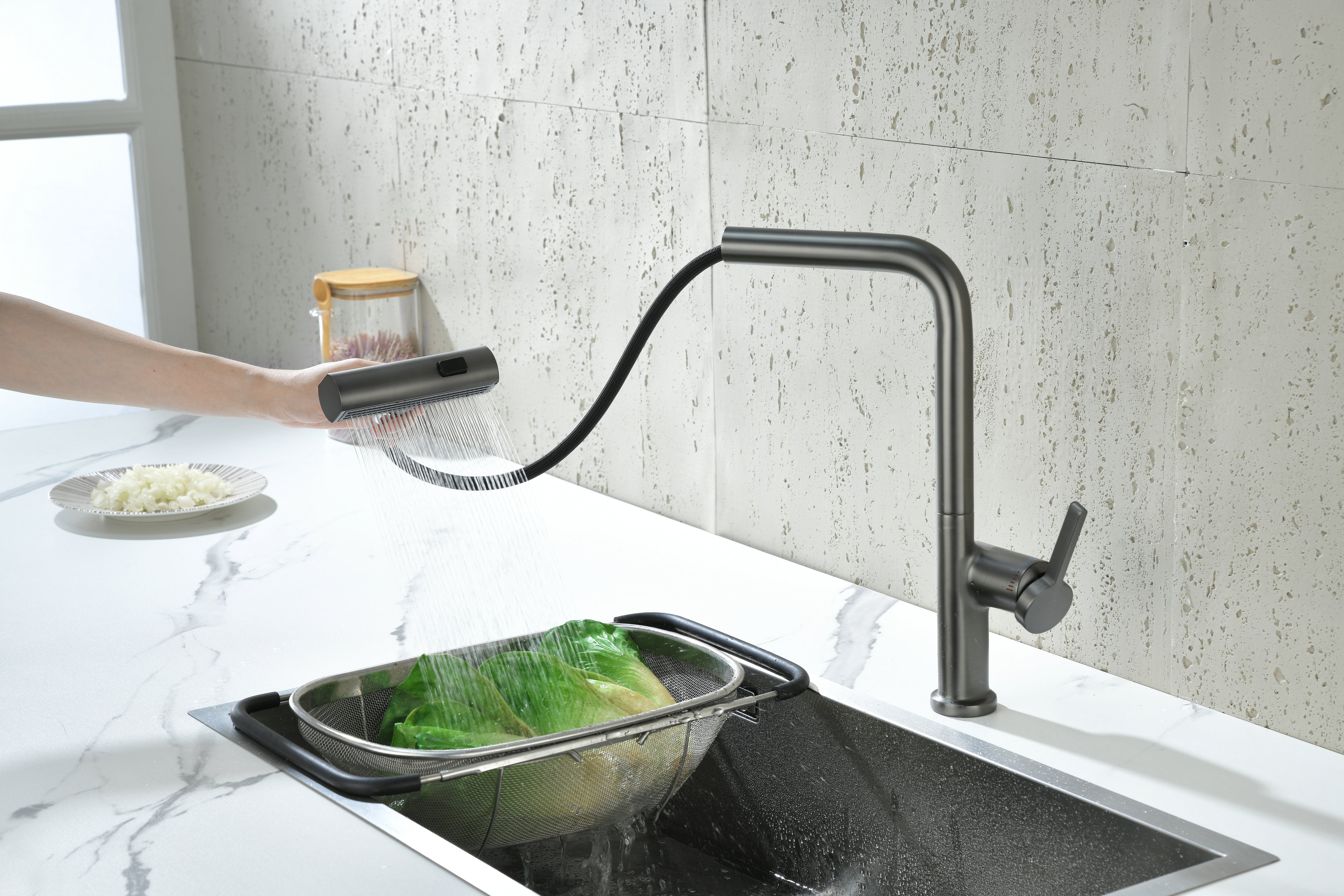 Novo HTC Kitchen Mixer Tap Multi Spray GUN METAL