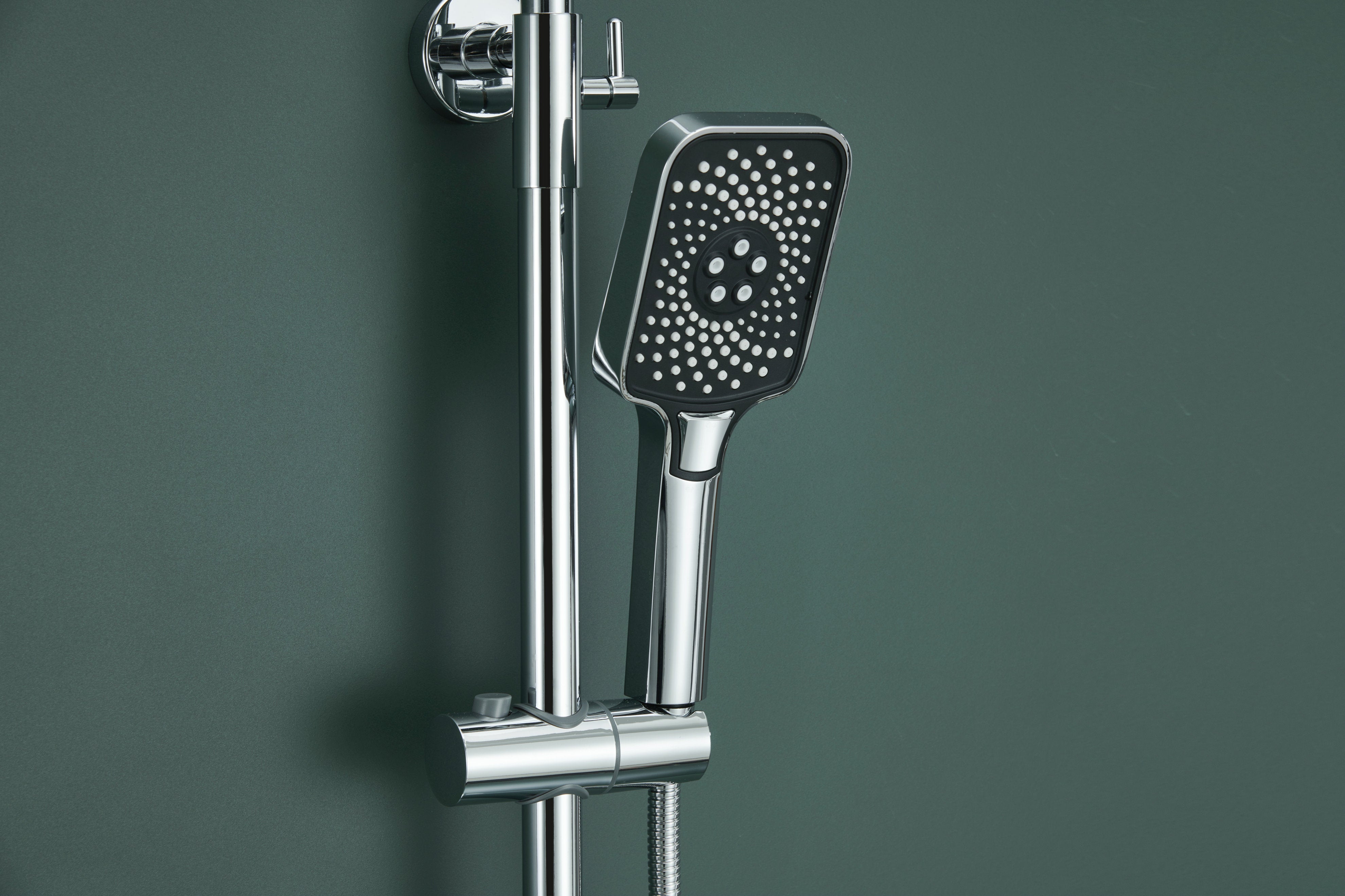 Novo Dynamic Thermostatic Chrome Modern Mixer Shower System 4-Function Solid Brass