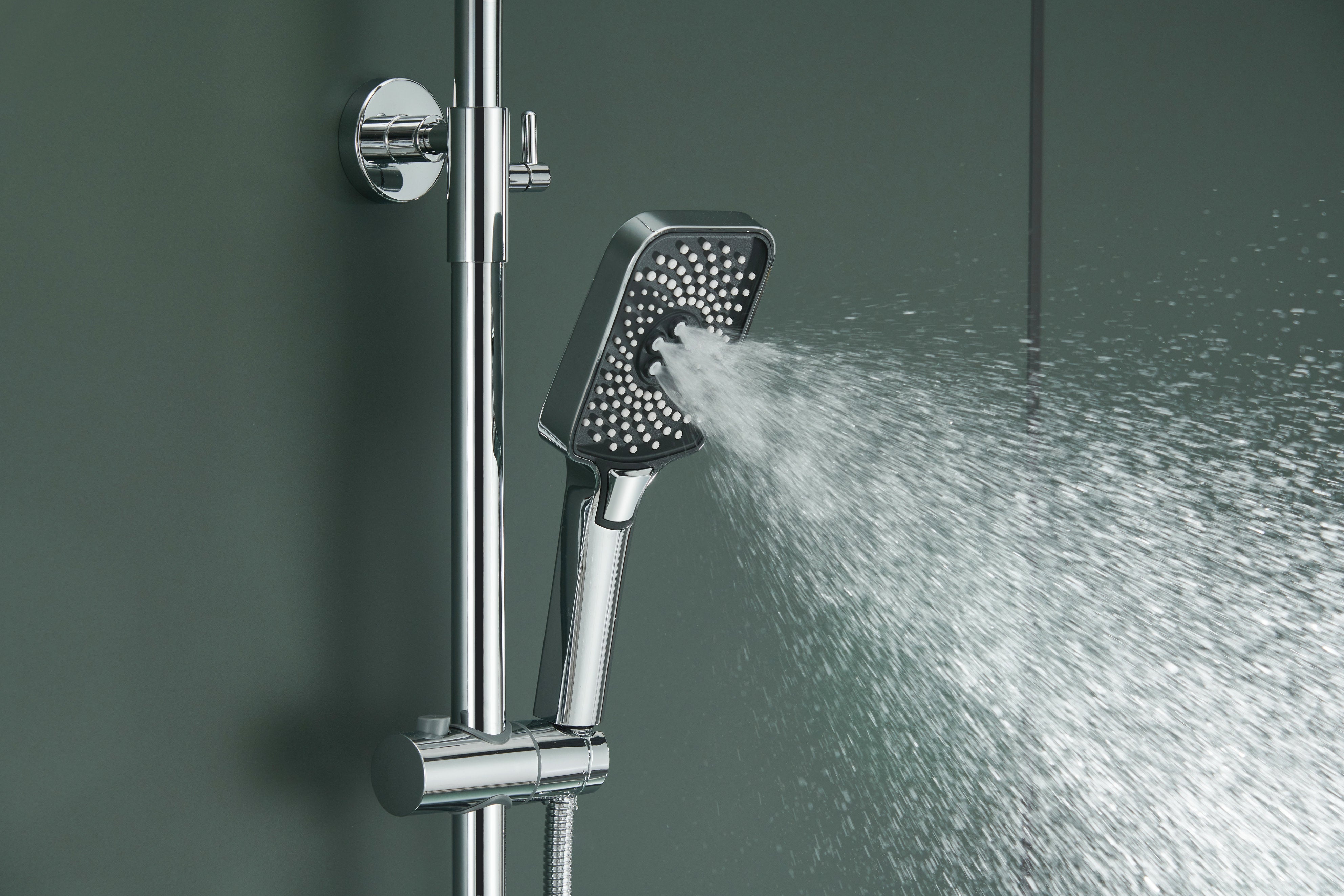 Novo Dynamic Thermostatic Chrome Modern Mixer Shower System 4-Function Solid Brass