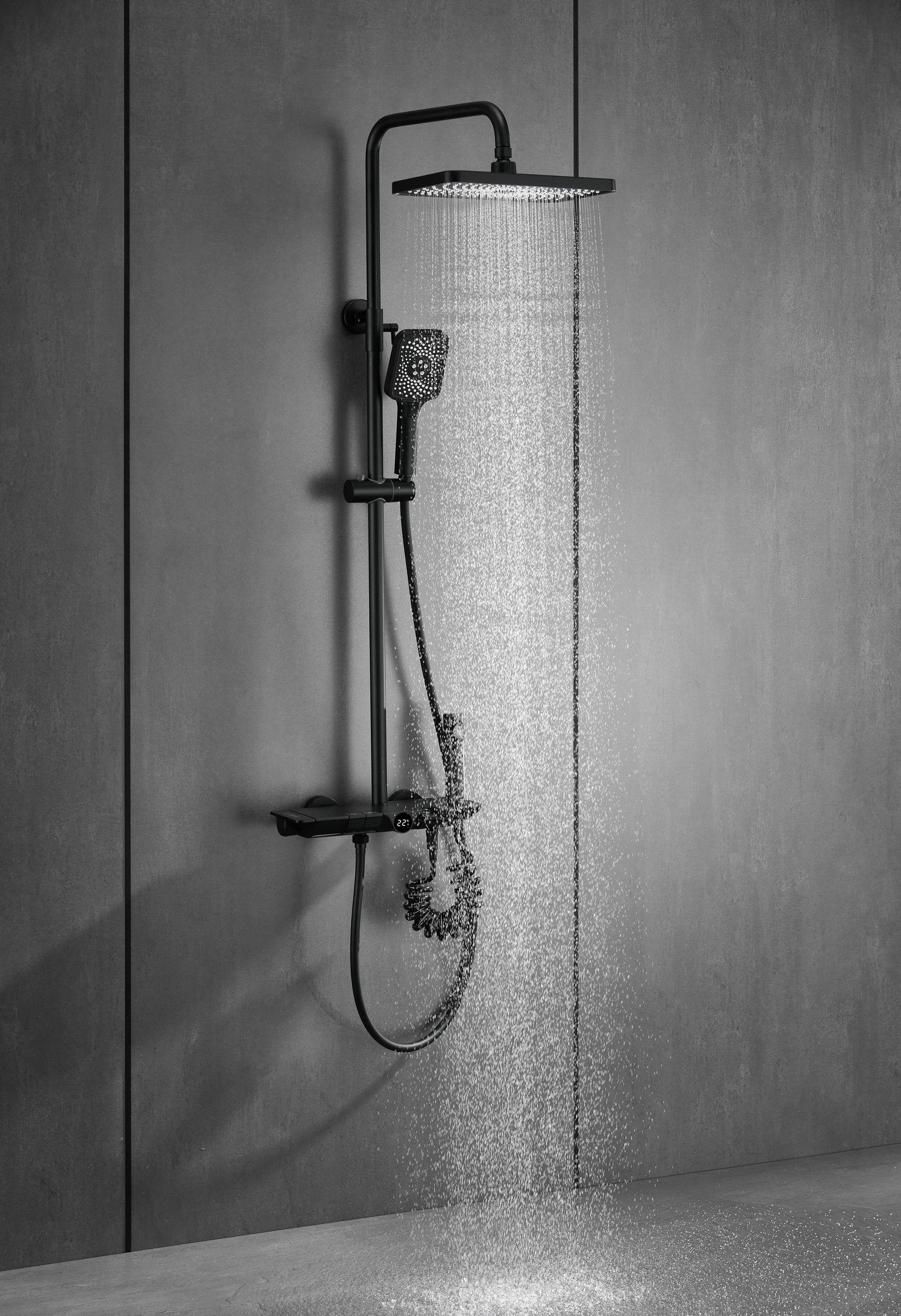 Novo Dynamic Thermostatic Chrome Modern Mixer Shower System 4-Function Solid Brass
