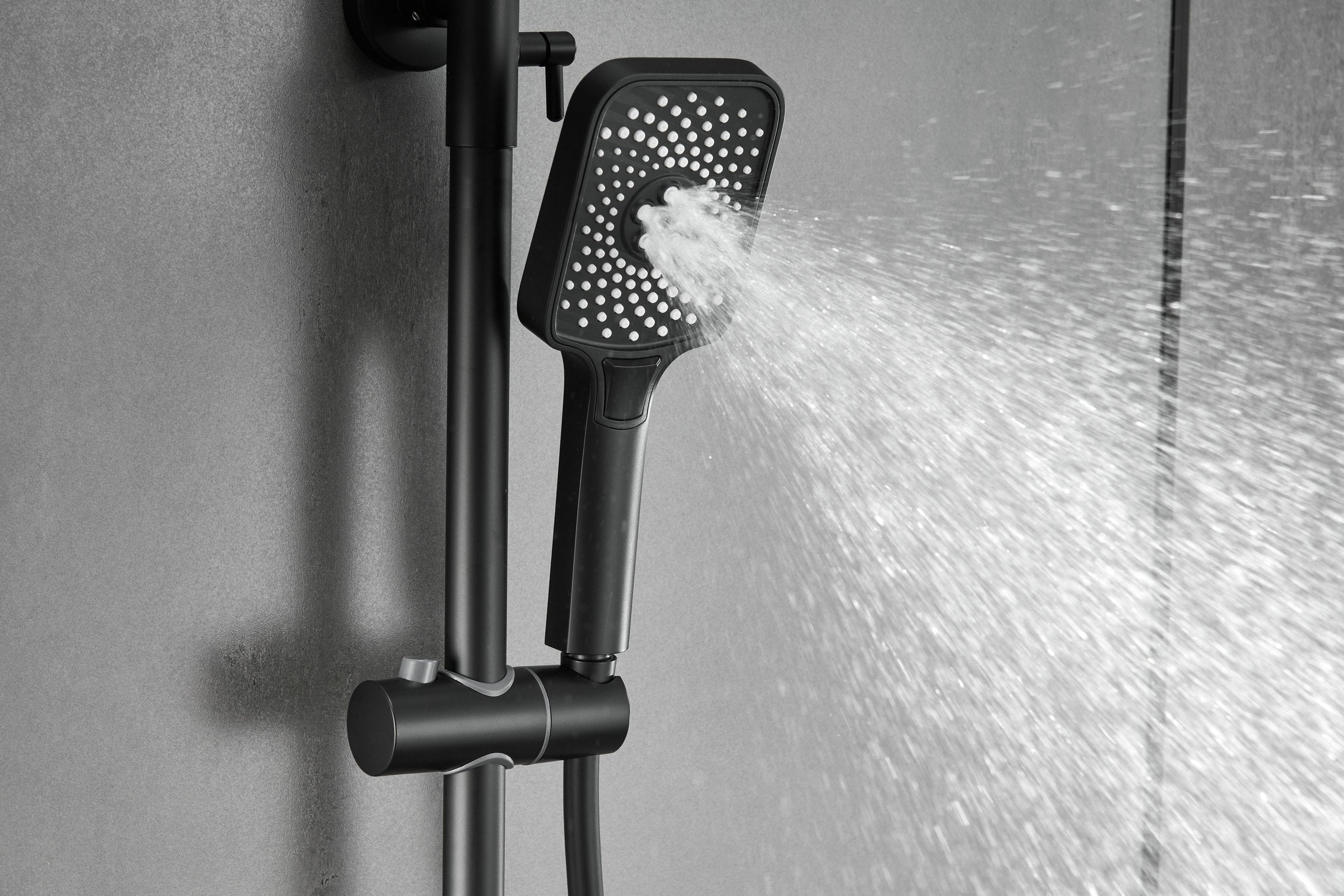 Novo Dynamic Thermostatic Matt Black Modern Mixer Shower System 4-Function Solid Brass