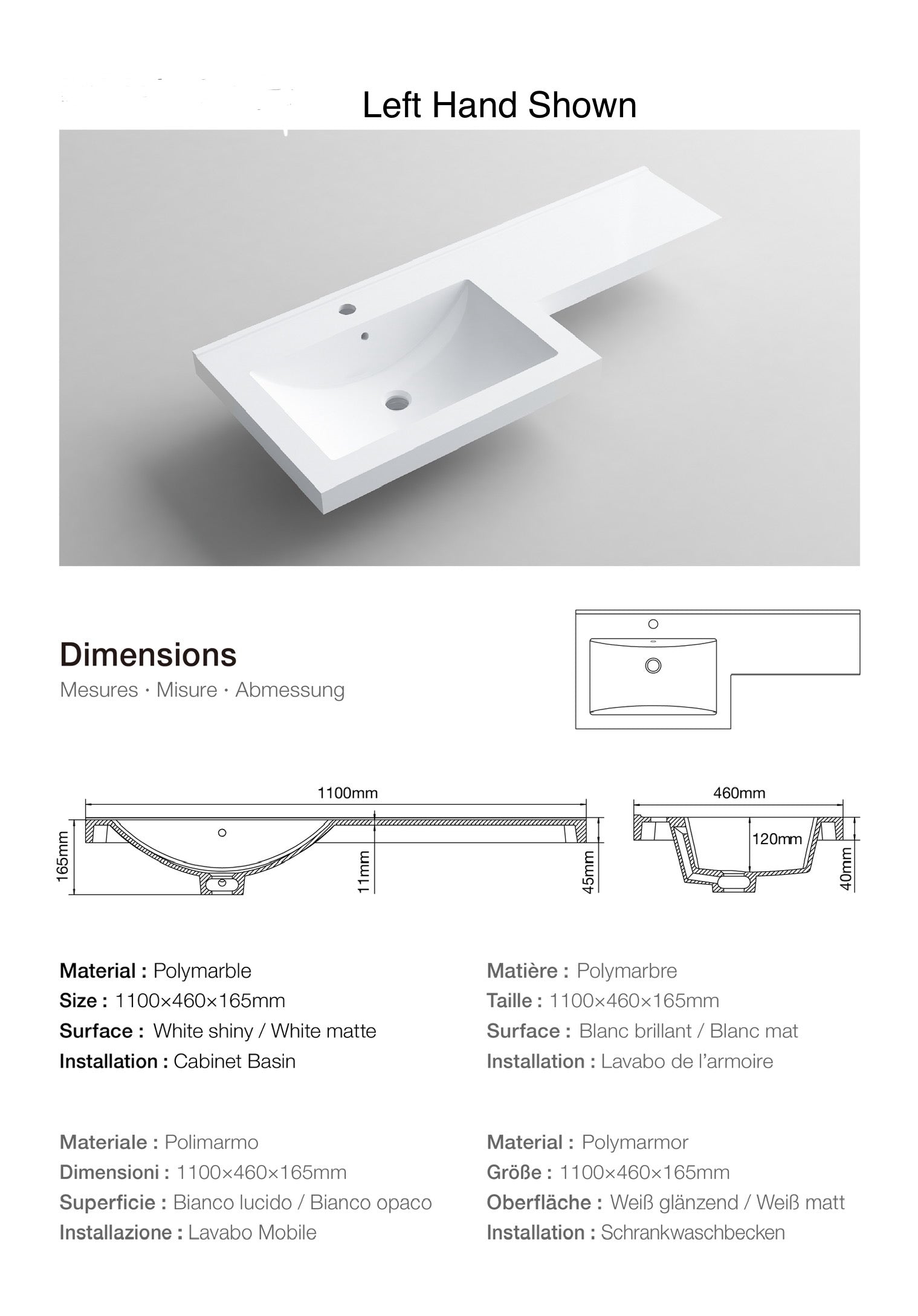 Novo 1100 Smoke Grey Furniture & BTW WC Pack