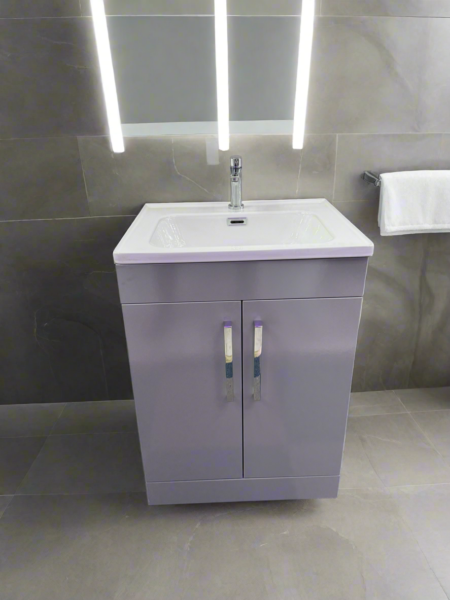 Novo 1175-60 600mm Smoke Grey 2-Door Floorstanding Vanity & Nano Glazed Ceramic Basin
