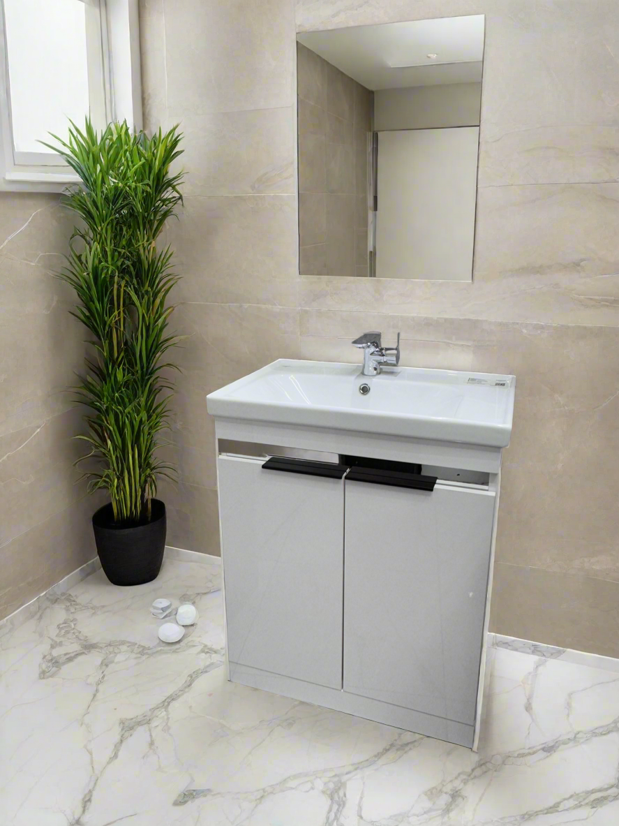 Novo Frame 700mm White Gloss 2-Door Floorstanding Vanity unit with Nano Glazed Ceramic Basin
