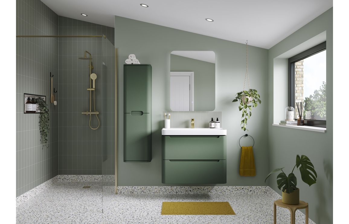 Lambi 350mm 2 Door Wall Hung Tall Unit - Matt Sage Green