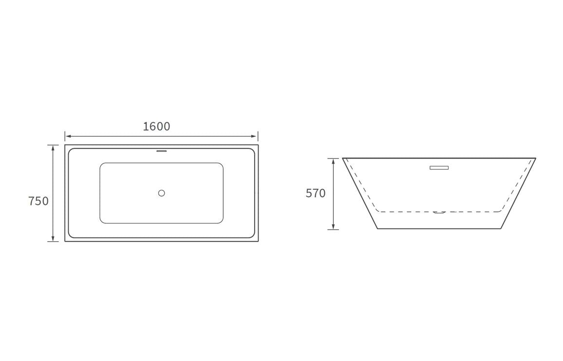 Hoxton Freestanding 1600x750x570mm Bath