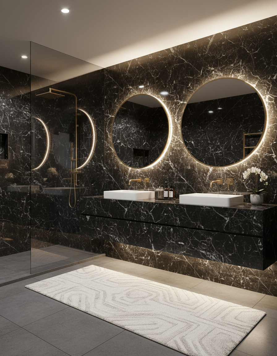 Shower Wall Panel 1200 Black Marble