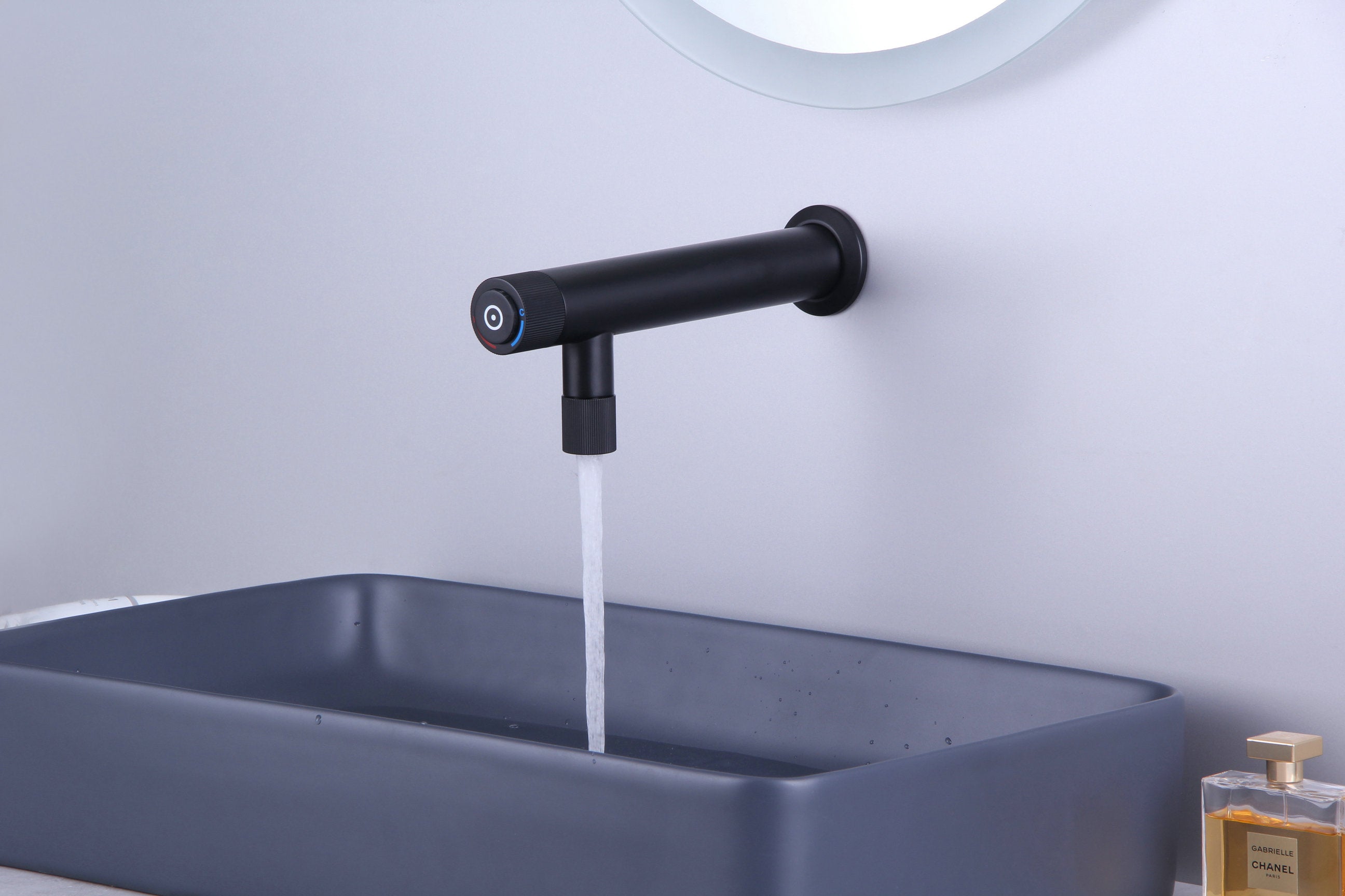 Novo HC-5 Matt Black Wall Mounted Basin Mixer Tap