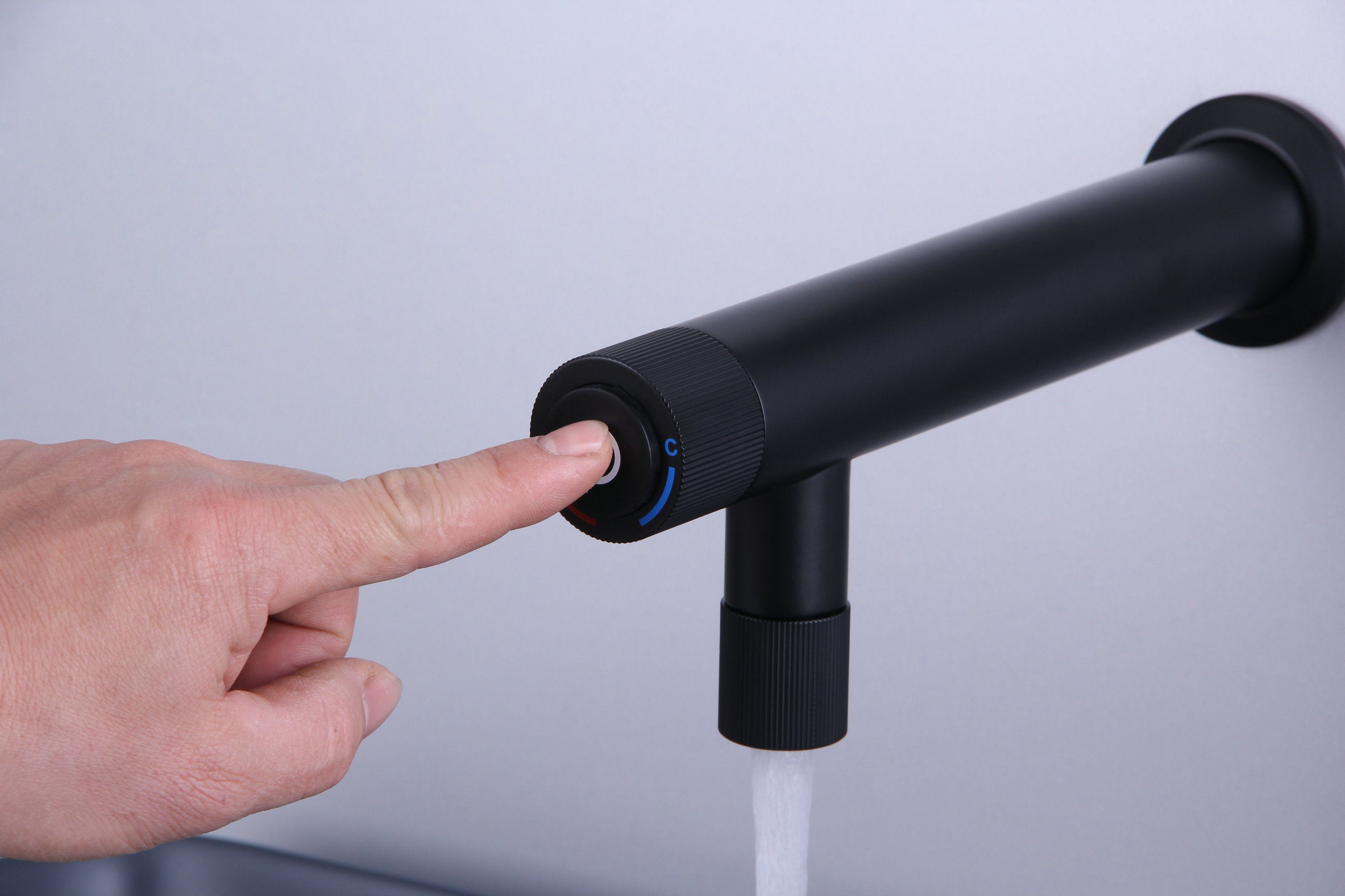 Novo HC-5 Matt Black Wall Mounted Basin Mixer Tap