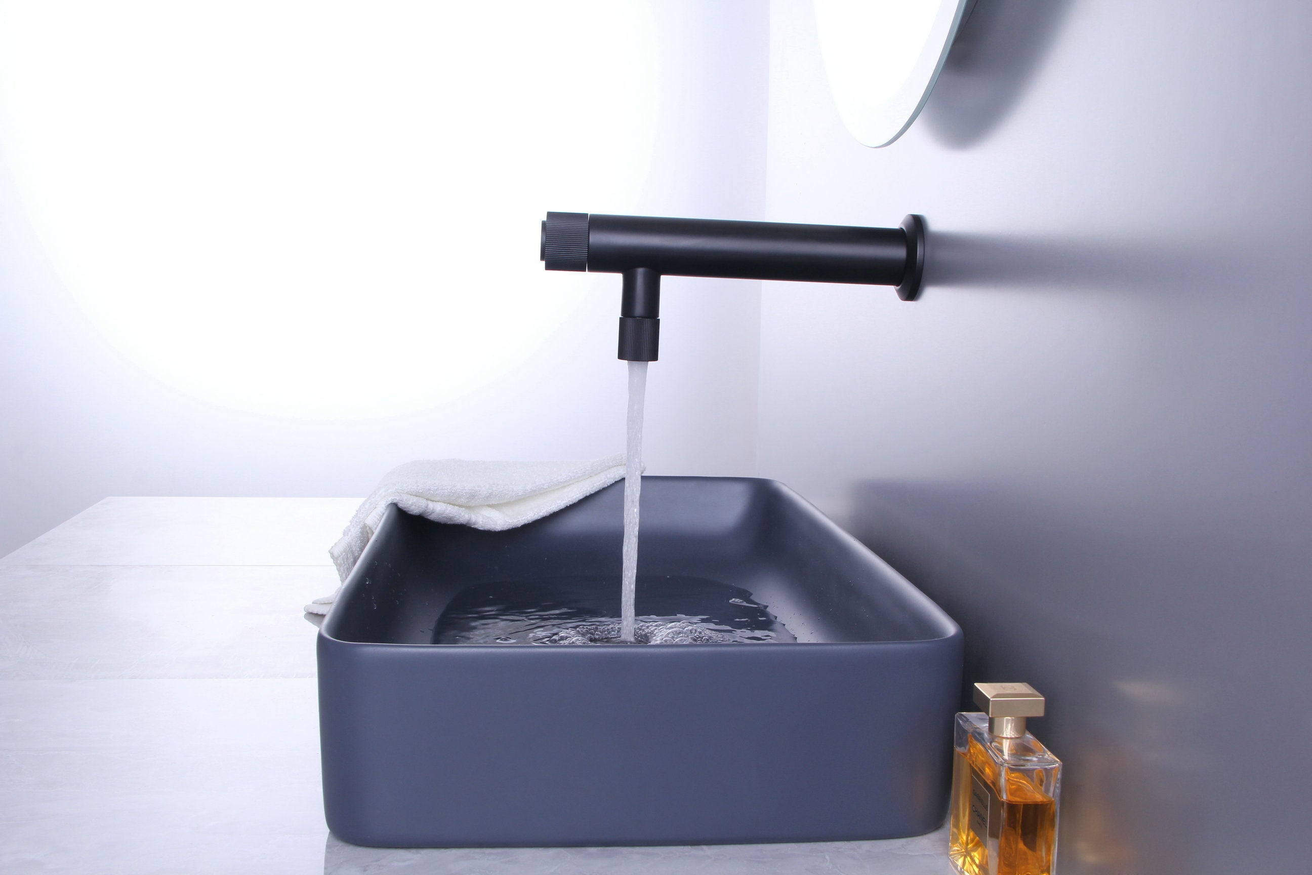 Novo HC-5 Matt Black Wall Mounted Basin Mixer Tap