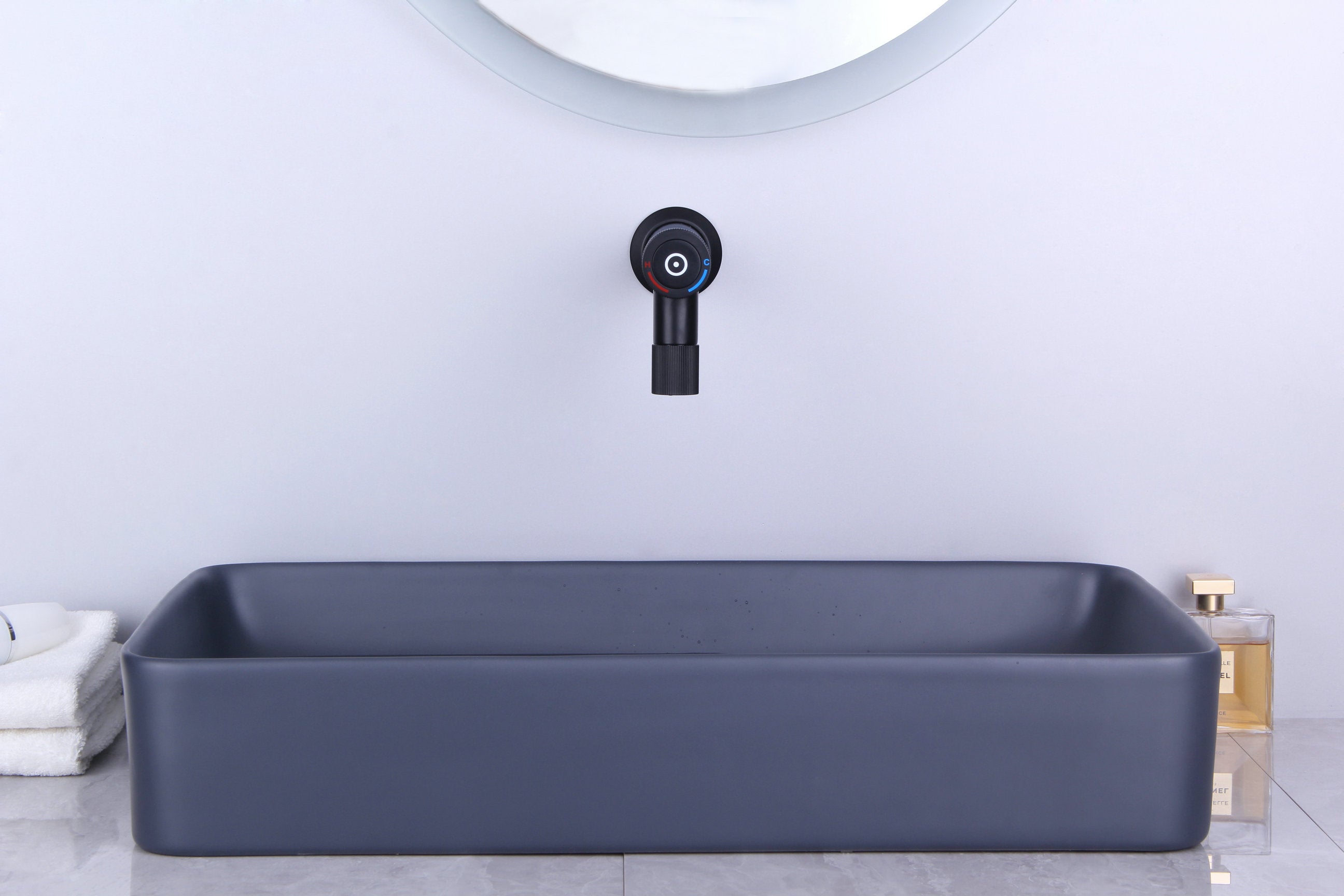 Novo HC-5 Matt Black Wall Mounted Basin Mixer Tap